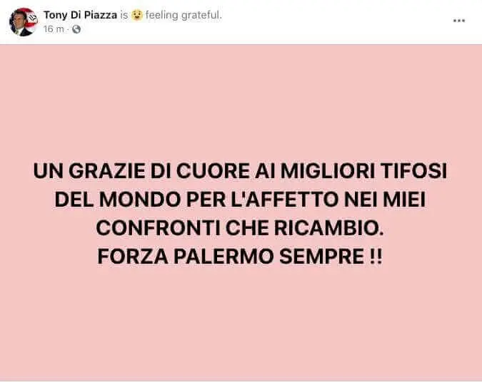 Tony di Piazza quit Palermo