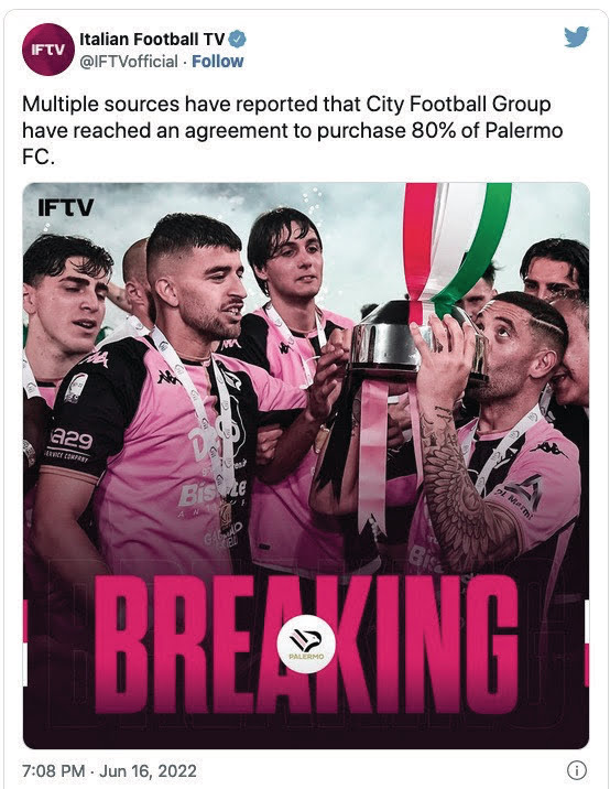 Here is the list of International Newspapers talking about the Manchester City purchasing the Palermo FC
