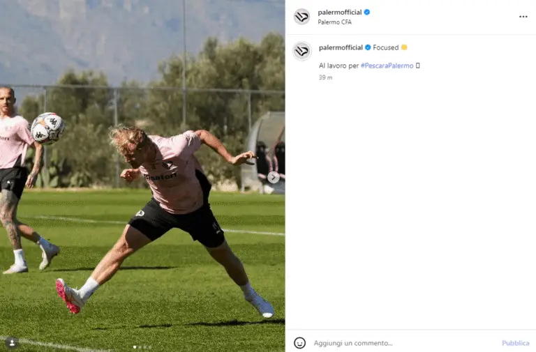 Palermo, head to Pescara: rosanero on the pitch in Torretta