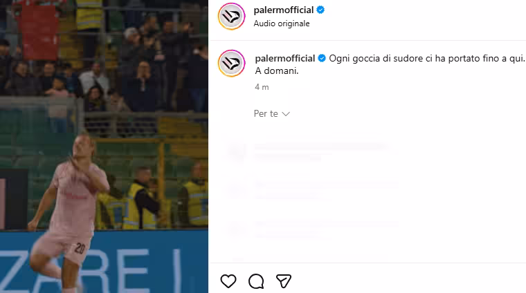 Monza-Palermo, the Rosanero club on social media: "Every drop of...