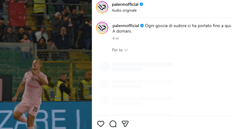 Monza-Palermo, the Rosanero club on social media: "Every drop of...