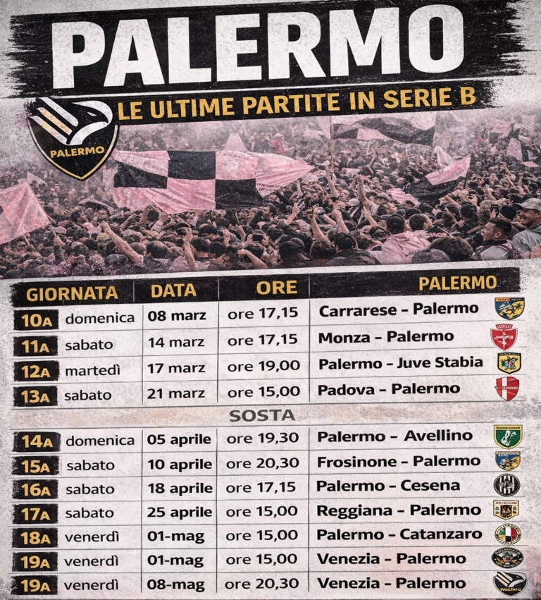 Palermo, the last matches in Serie B