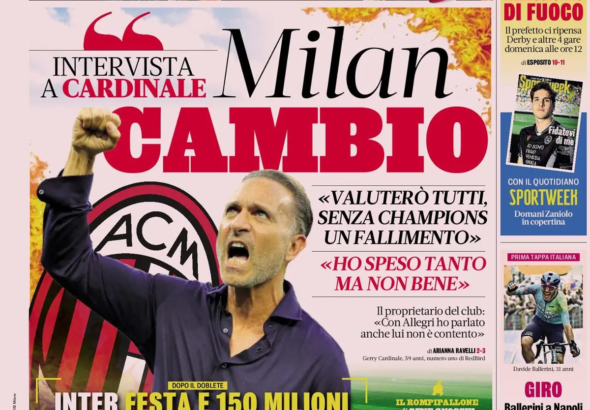The front pages of the sports newspapers: Milan under pressure, Juve...