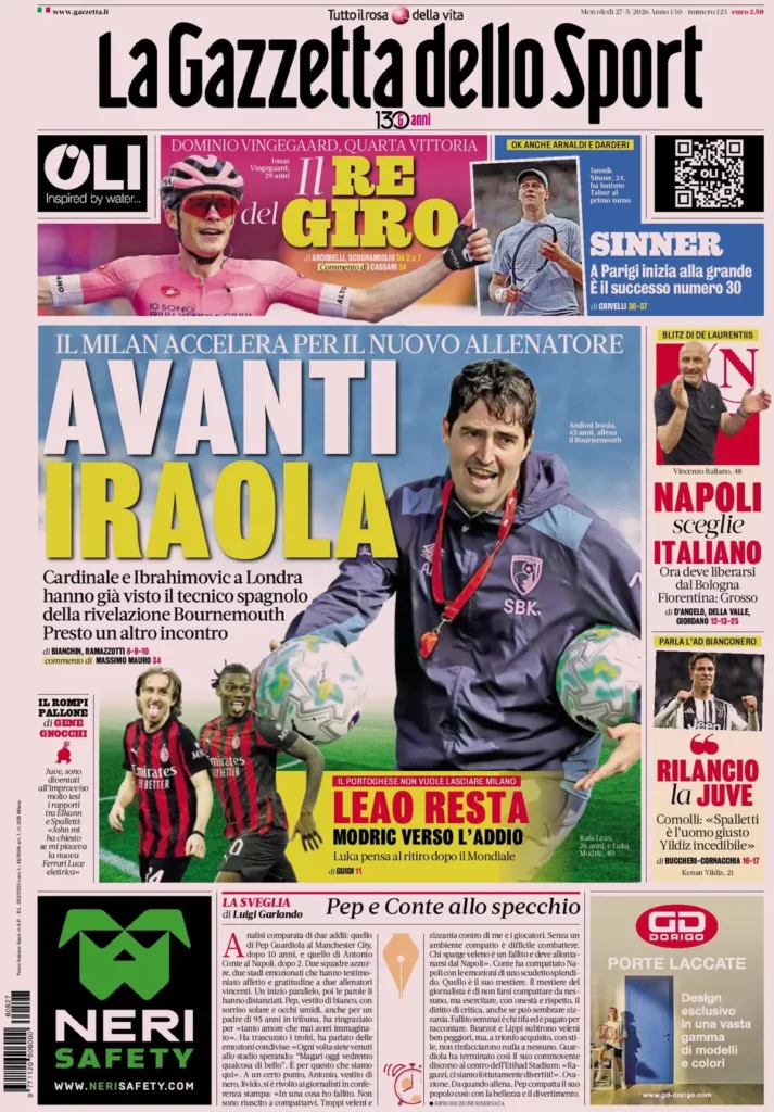 The front pages of sports newspapers: Serie A ready to change its face