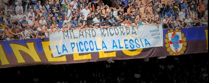 Inter-Verona, San Siro remembers Alessia: Curva Nord banner for the...