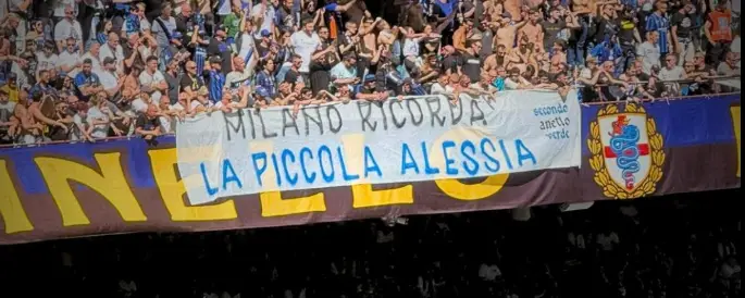 Inter-Verona, San Siro remembers Alessia: Curva Nord banner for the...