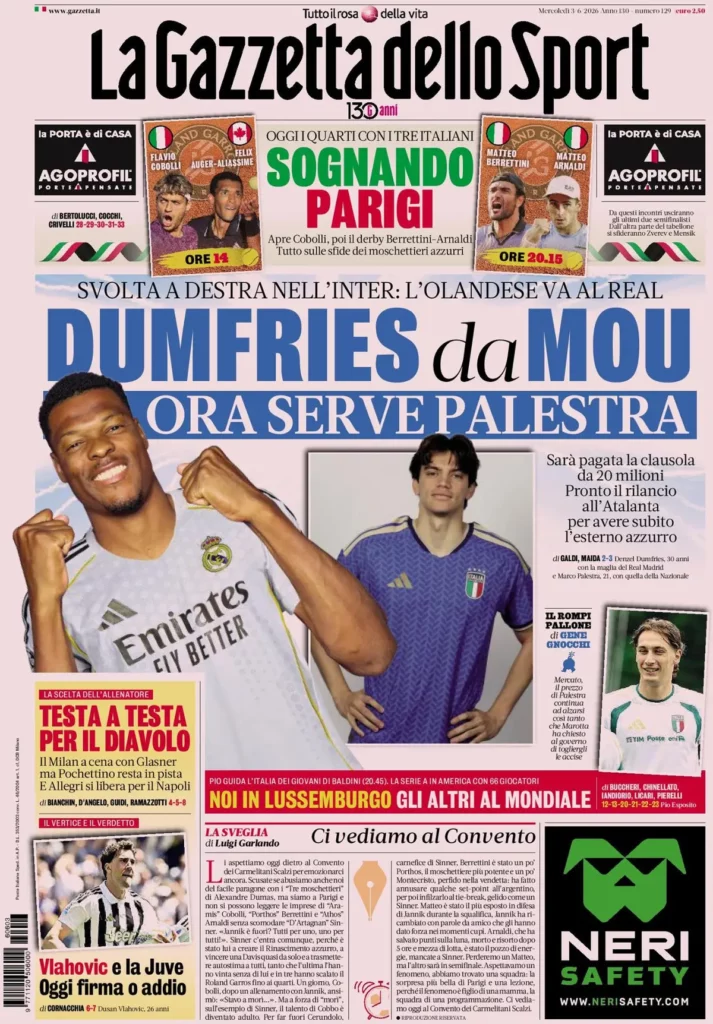 The front pages of the sports newspapers: Milan at work to build a...