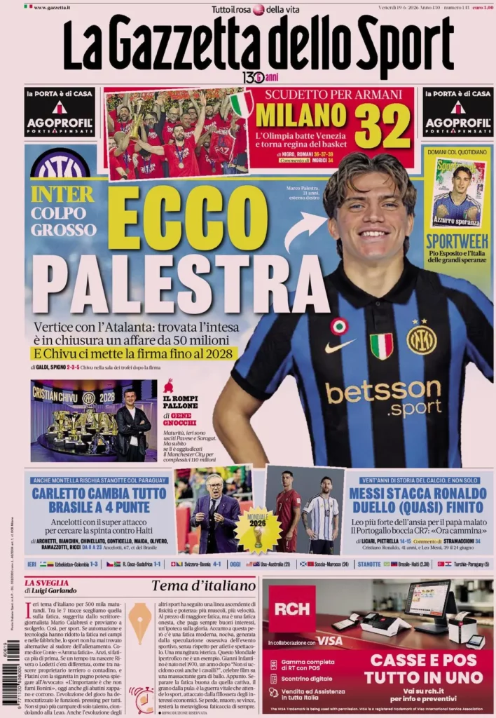 The front pages of sports newspapers: Juve on Lucumì