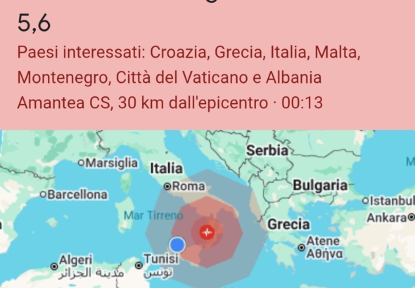 Earthquake shock in Palermo: epicenter in Calabria