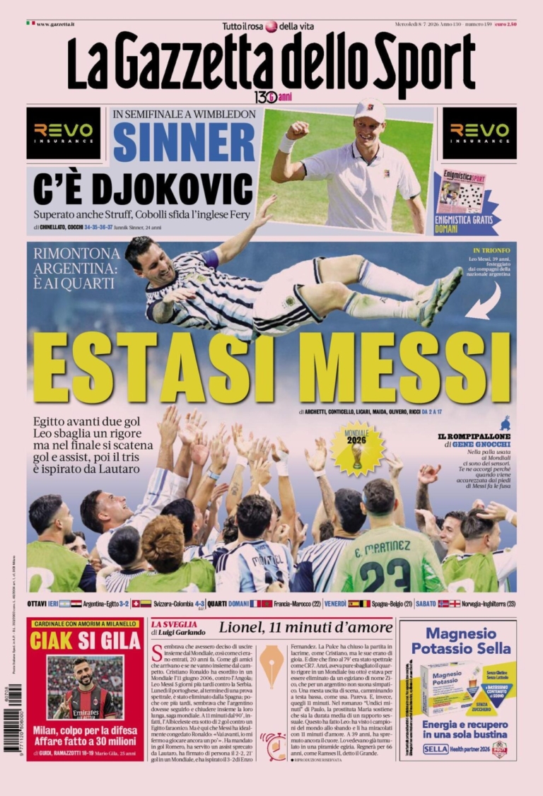 The front pages of sports newspapers: football celebrates the...