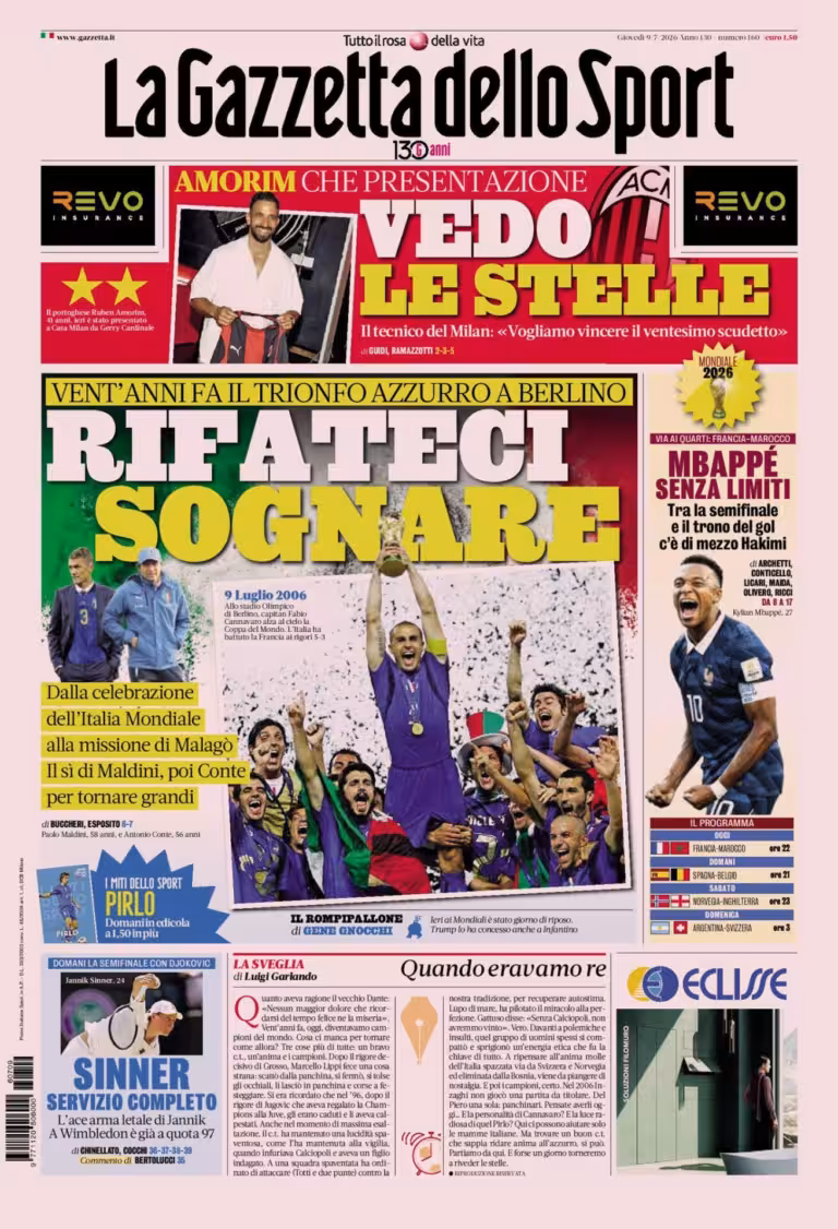The front pages of sports newspapers: The memory of Berlin 2006,...