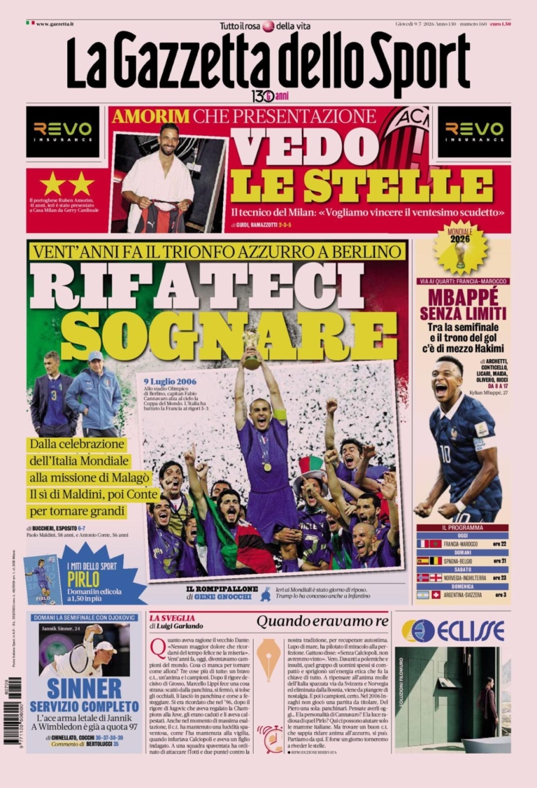 The front pages of sports newspapers: The memory of Berlin 2006,...