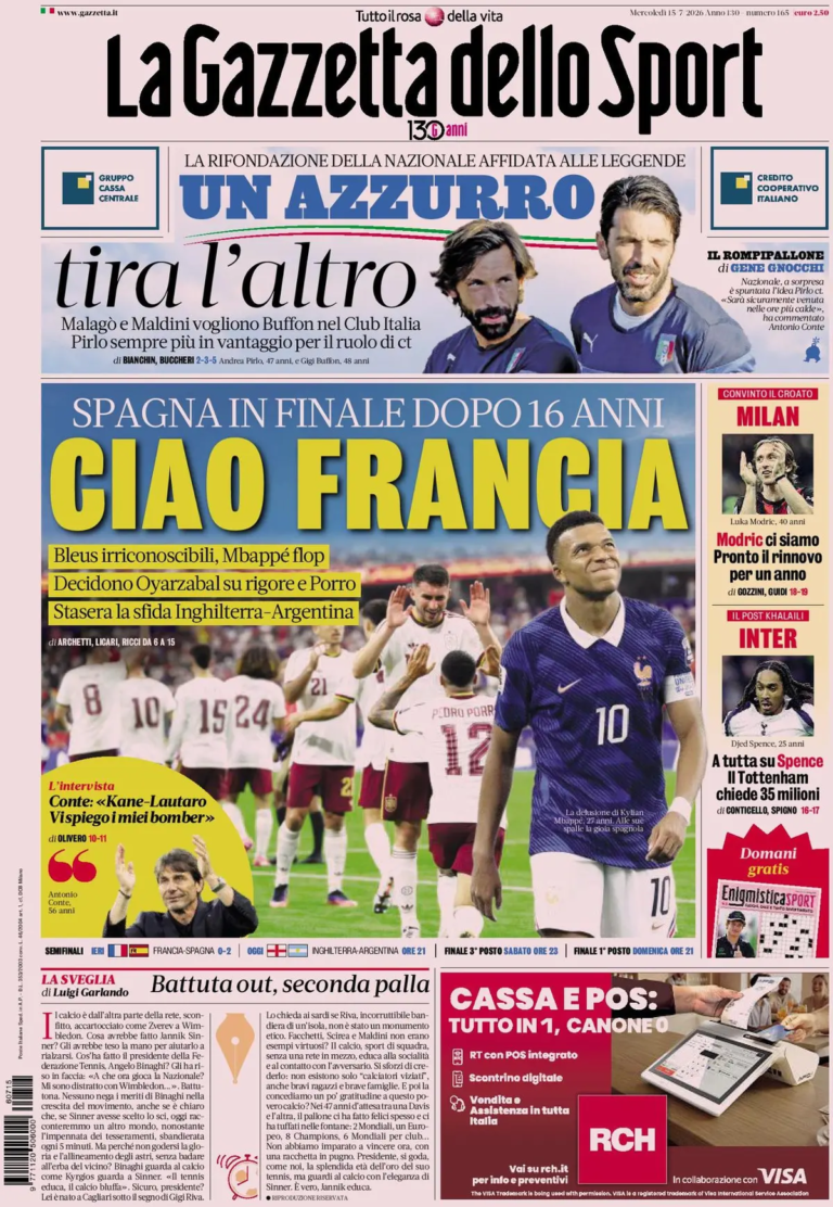 The front pages of the sports newspapers: Oyarzabal and Porro give...