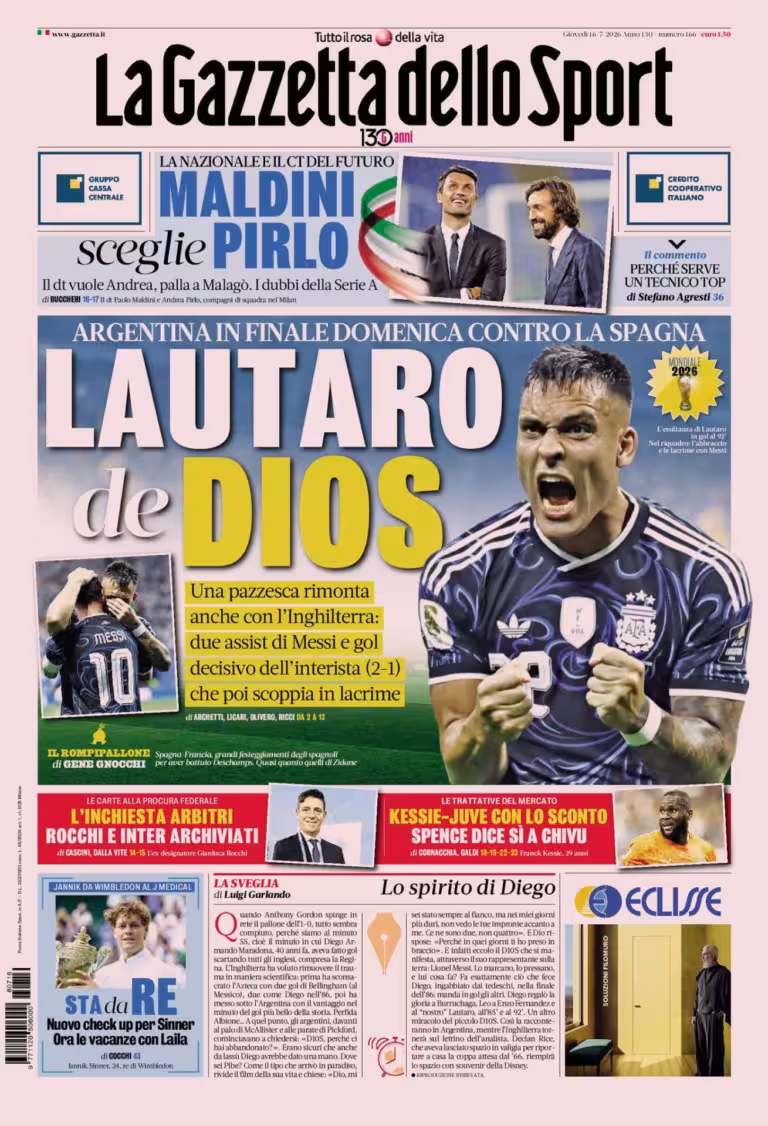 The front pages of the sports newspapers: Argentina beats England and...