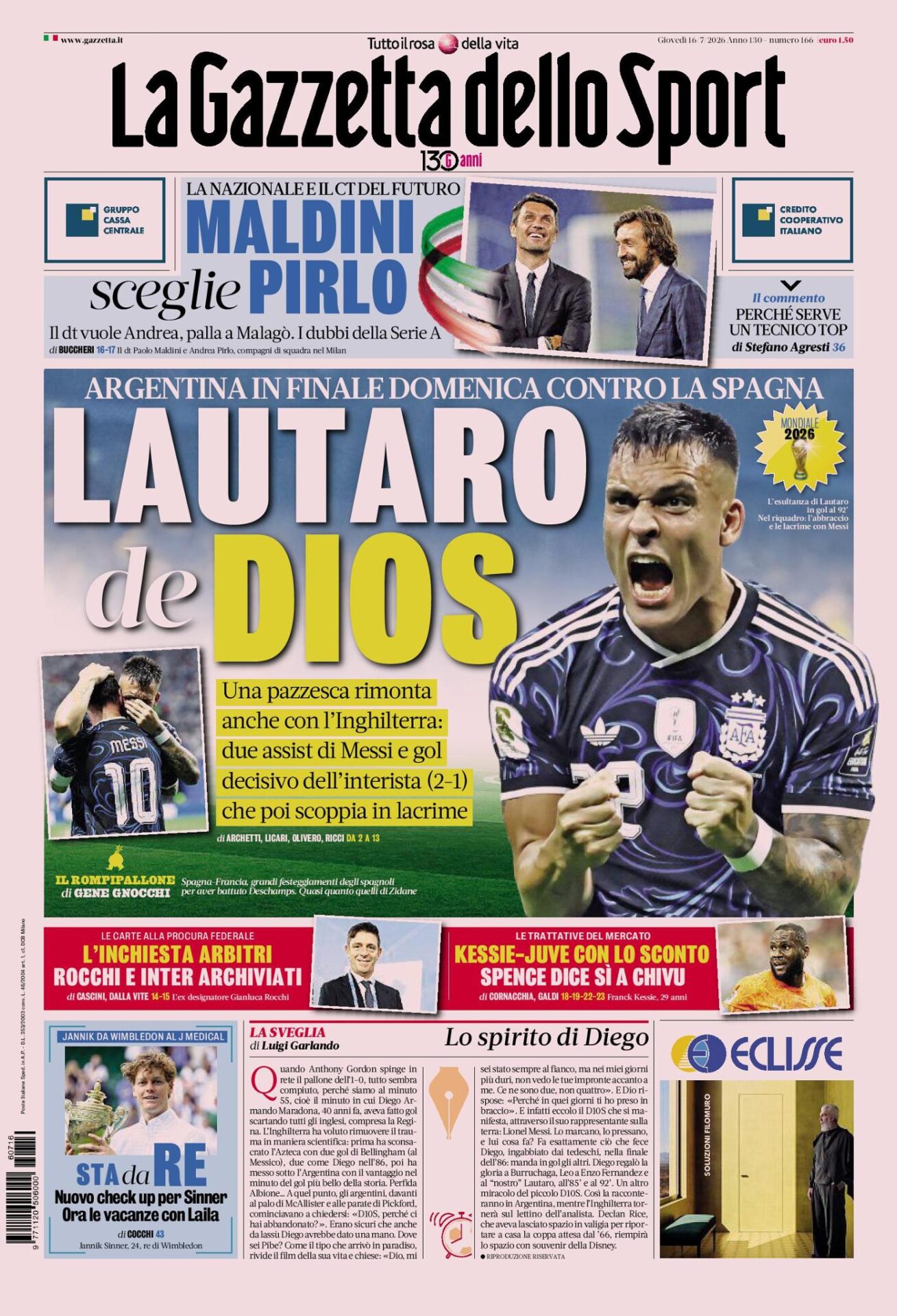 The front pages of the sports newspapers: Argentina beats England and...