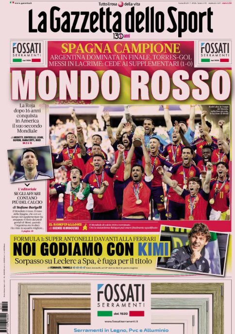 The front pages of sports newspapers: Spain queen of world football,...