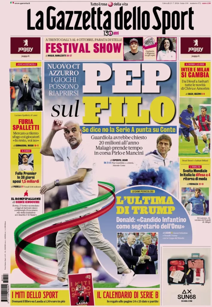 The front pages of the sports newspapers: Inter and Napoli prepare...