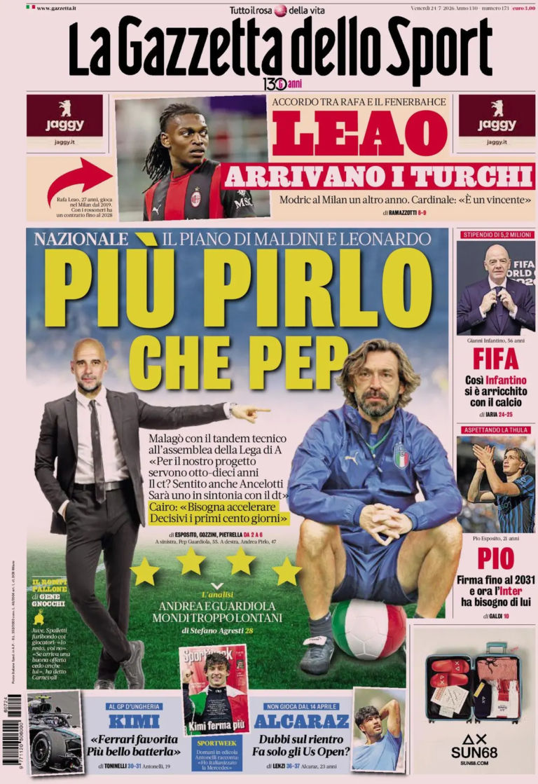 The front pages of the sports newspapers: Juventus accelerates for...
