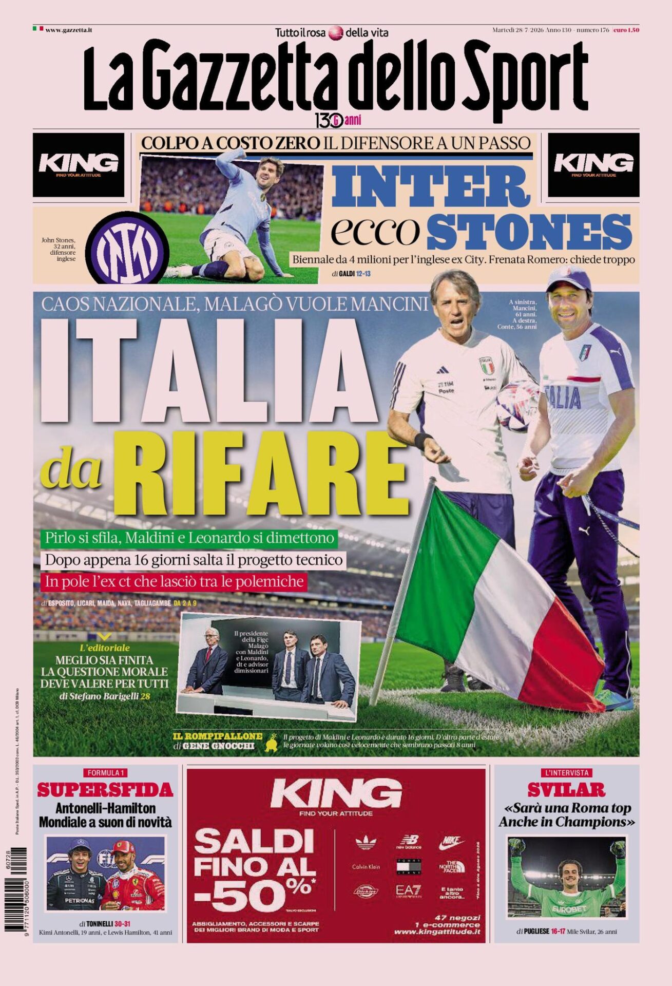 The front pages of sports newspapers: another blue earthquake