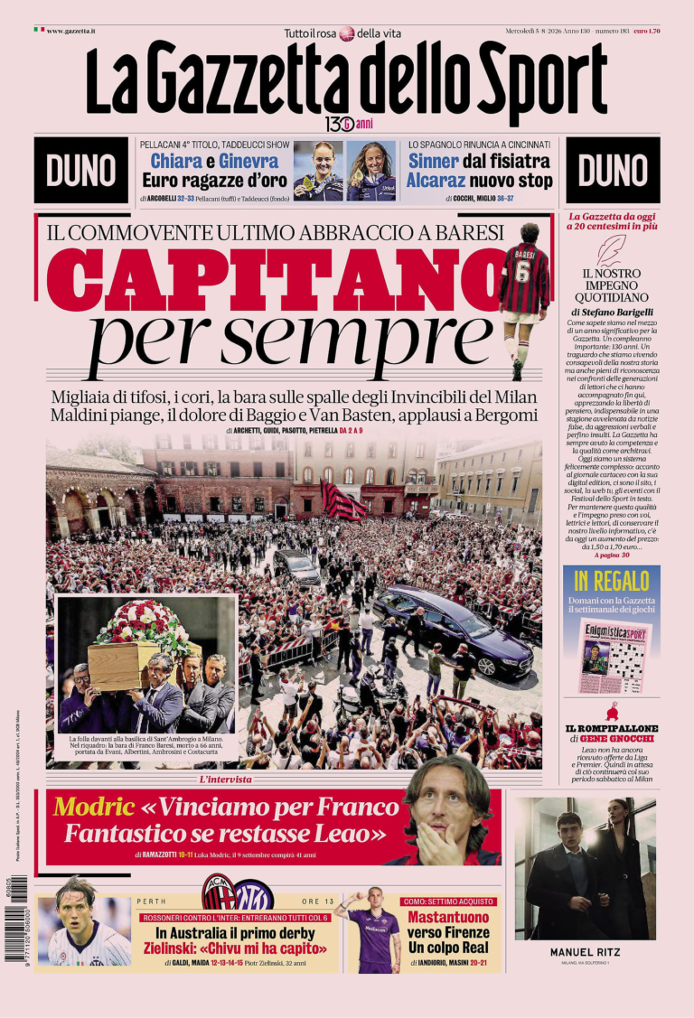 The front pages of the sports newspapers: Milan challenges Inter