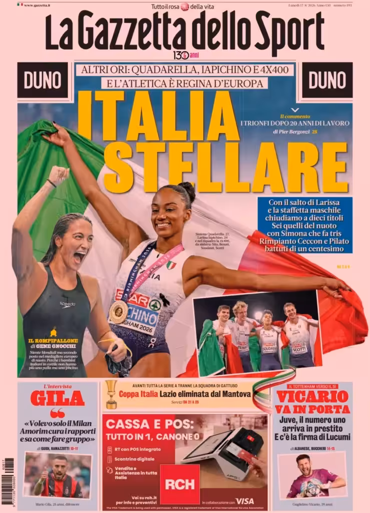 The front pages of the sports newspapers: Inter at work between...