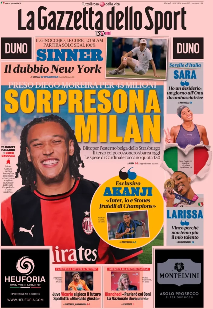 The front pages of the sports newspapers: Milan, Moreira is here